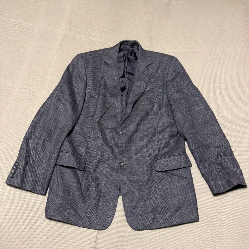 Canda 100% Pure Wool Tweed Blazer Men 44 Grey Plaid Sport Coat Vintage Vibe
